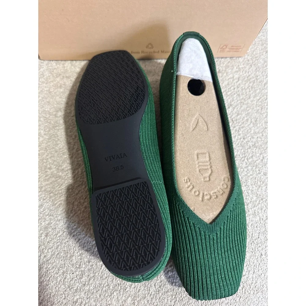 VIVAIA Margot 2.0 Forest Green Knit Ballet Flats EU/38.5 US/7.5
